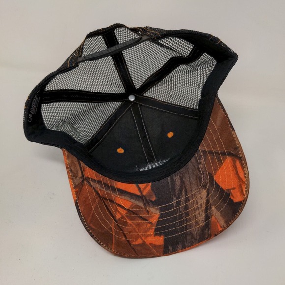 Cap America Men's Snapback Mesh Back Hat Orange Camouflage Embroidered Logo - Picture 6 of 7